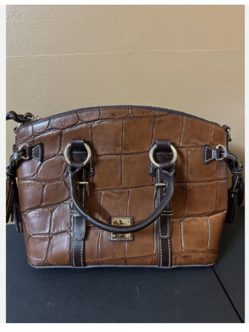 Dooney & Bourke Denison Croc Bristol Satchel-Cognac-NEW-A707625